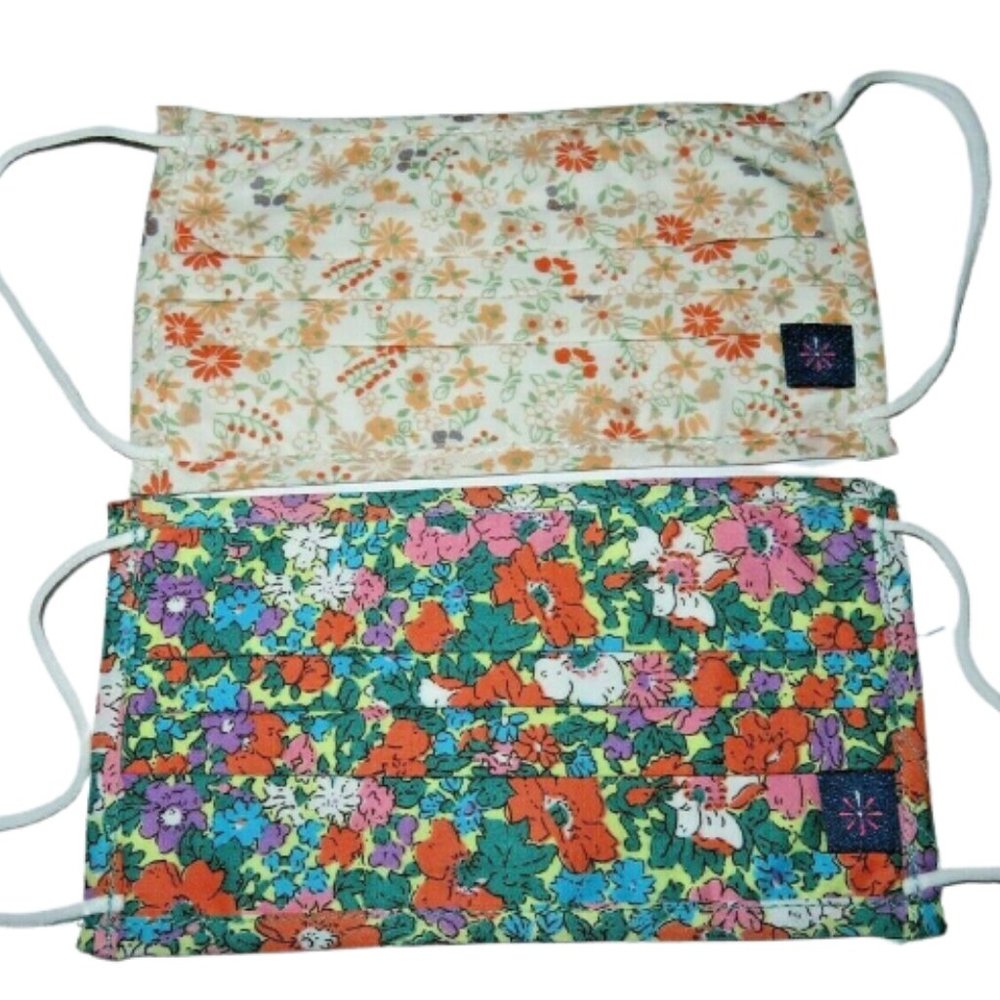 Isaac Mizrahi Live! Set of 2 Floral Printed Cloth Face Coverings Orange Floral